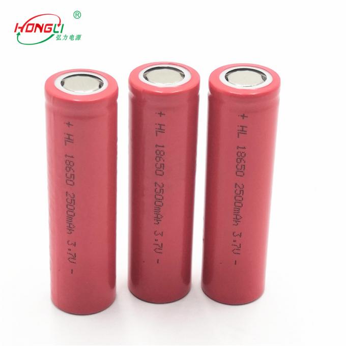 2500mAh rojo 18650 3,7 ciclos de la célula 500 de la ión de litio de V/célula de batería del banco del poder